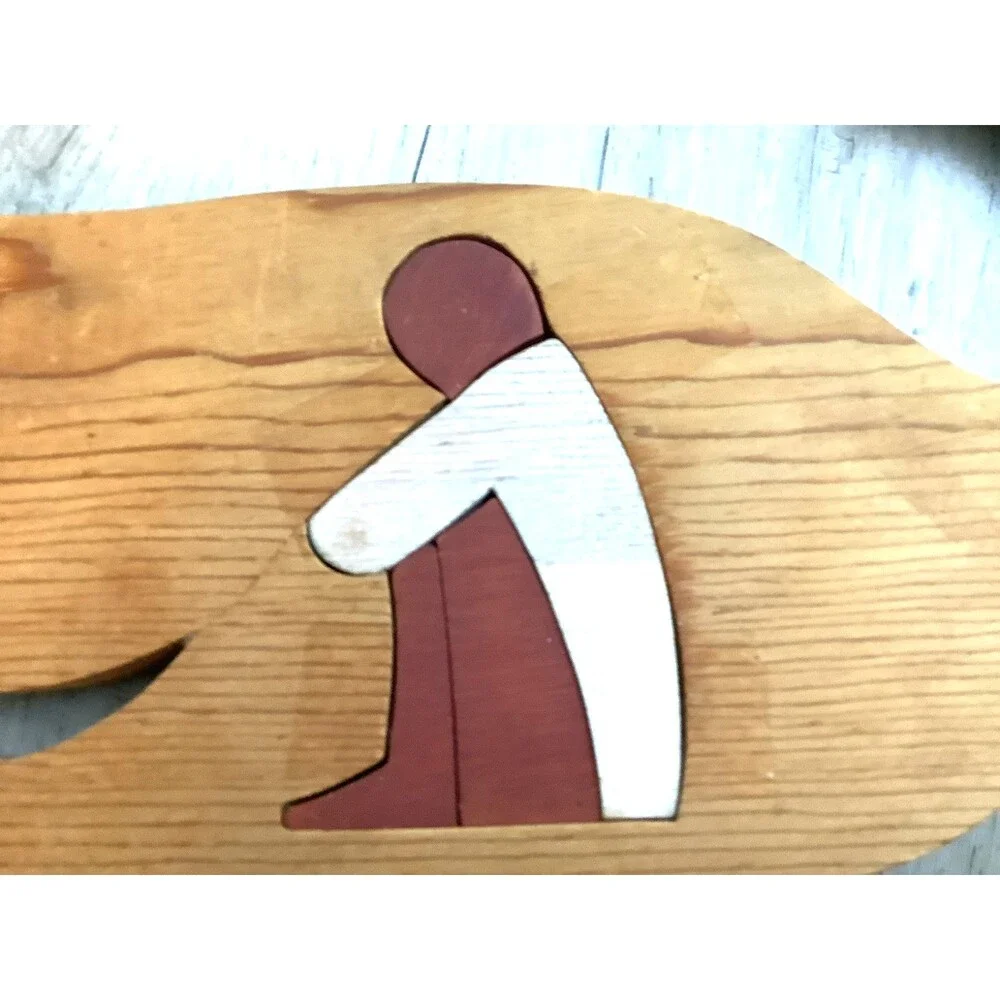 Vintage Wood Puzzle Jonah and the Whale Wooden 1978 Made In Hawaii Bob Kelly